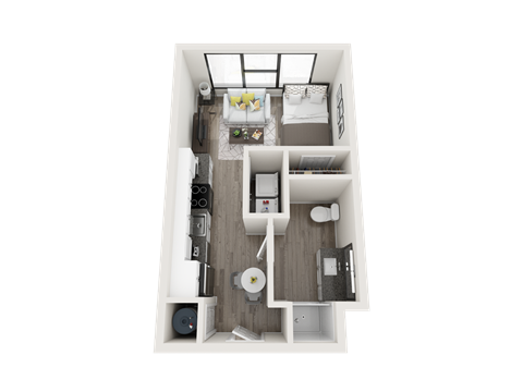 Floor plan for studio, 1 bath, 362 sqft